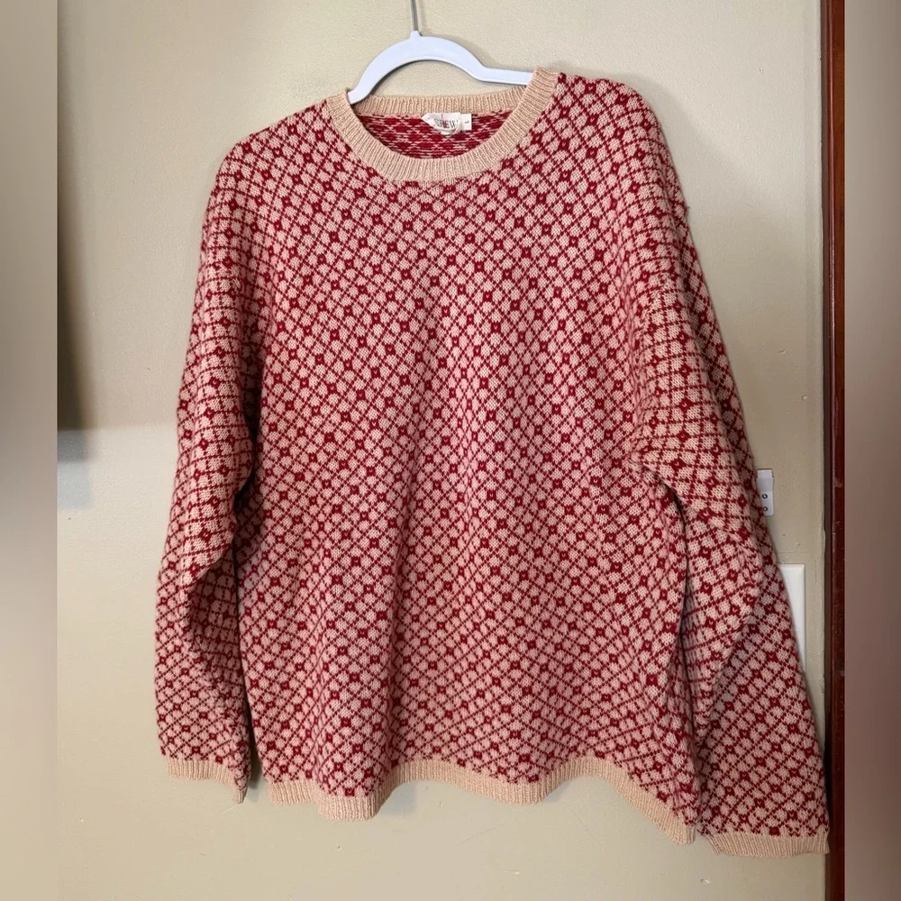 J. Crew Vintage Oarsman Geometric Patterned Wool Crewneck Sweater